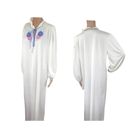 70s Long Sleeve Nightgown L Vintage Gown Lingerie New Old Stock Lorraine - Picture 1 of 7